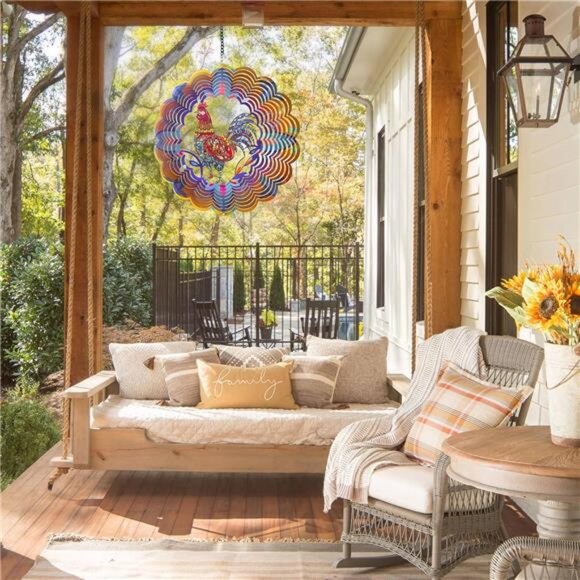 Rooster Metal Wind Spinners - Chicken Gifts for Women Mom Grandma Wife, Hanging - Picture 4 of 7